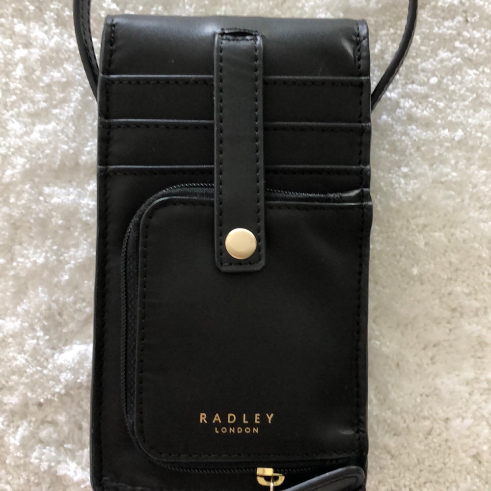 RADLEY black leather crossbody wallet.
